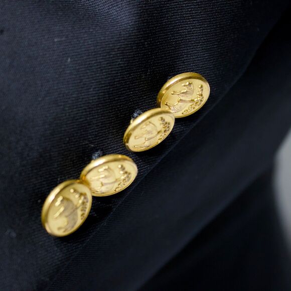 Brooks Brothers 346 Classic Navy Blue Blazer Gold Buttons 100% Wool Men Size 48L - Picture 3 of 15